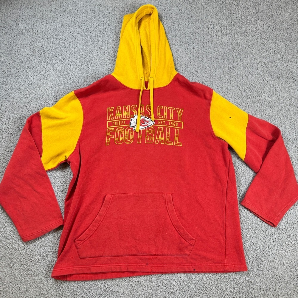 NFL Team Apparel Kansas City Chiefs Football Hoodie Red Yellow Men XL